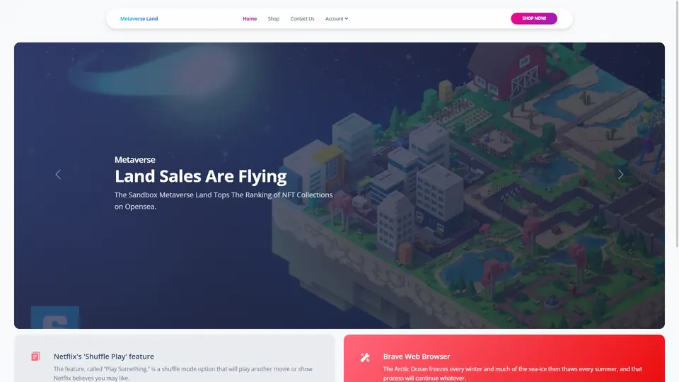 Project Metaverse web interface